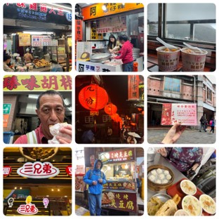 台湾の夜市や屋台グルメを楽しむ様子をまとめたコラージュ画像